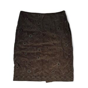 Ann Taylor Elegant Brown Embroidered Skirt